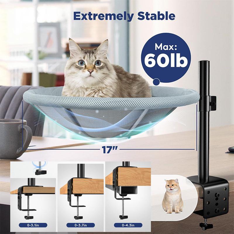 

Suspended Table-clamping Cat Climbing Frame Can Be Adjusted Height 360 Degrees Rotated Load Capacity 20kg Pet Nest Products серый