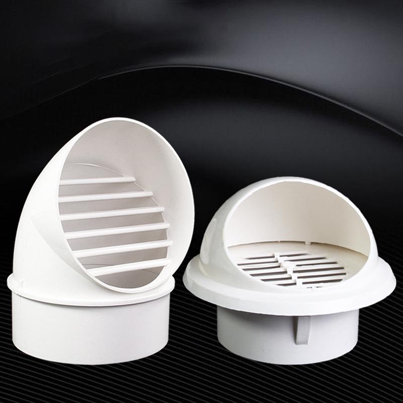 White Pvc Wide Caliber Exterior Vent Hood Windproof Rainproof Corrosion Resistant For Kitchen Bath Ventilation