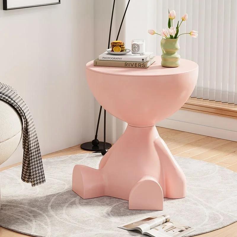 Kreativer Couchtisch Creme Couchtisch Sofa Creme Stil Wohnzimmer Sofa Kunststoff Beistelltisch beweglicher runder Tisch Ecke