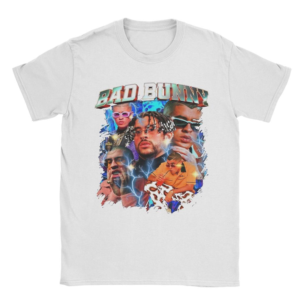 Fun Bad Bunny Collage TShirt Unisex O Neck 100 Cotton T Shirts Short Sleeve Tees Graphic Clothing