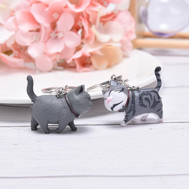 Self Healing Warm Series Japanese Cat Keyring Round Rolling Simple Cat Handmade Mountaineering Ring Keychain