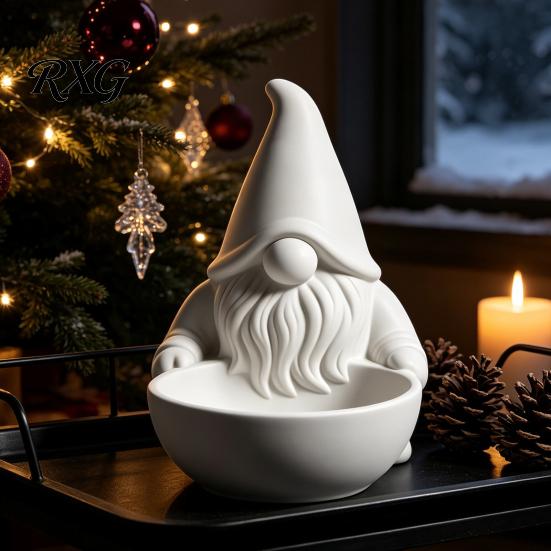 Faceless Dwarf Ornament 3D Printed Gnome Candy Bowl, Nordic Dish, Decorative Christmas Table Decor Tabletop Key Bowl for Tiered Tray, Mantel, Creative