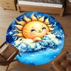1PC Sun Clouds Stars Round Chair mat Area Rug - Non-Slip, Floor Mat for Office, Bedroom, home decor Christmas Gift c0528081