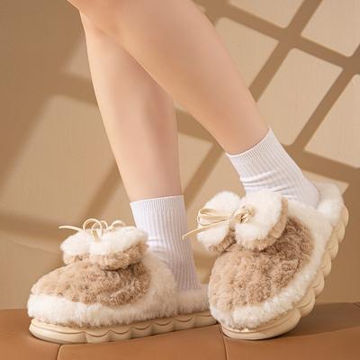Dicksohlige Schuhe für Indoor-Wärme, Fleece Leichte Baumwollpantoffeln, Damenschuhe