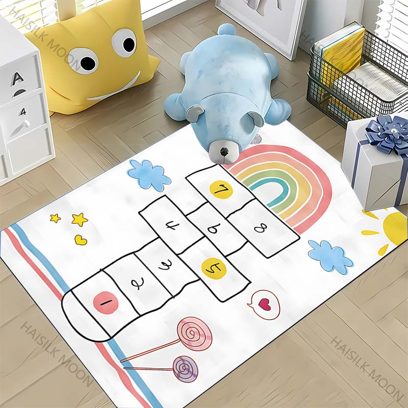 Alfombra Rayuela Multitalla Juego Infantil Antideslizante Alfombra de Piso Adecuada para Sala de Estar Habitación Infantil Disponible en Todas las Estaciones