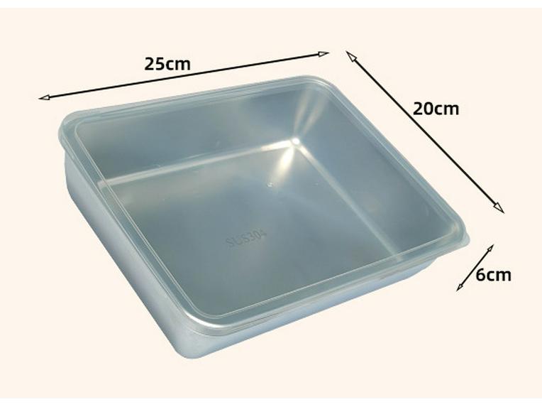 Stainless Steel Non-Magnetic Towel Tray with Lid - Flat Bottom Square Pan for Tiramisu & Ejiao