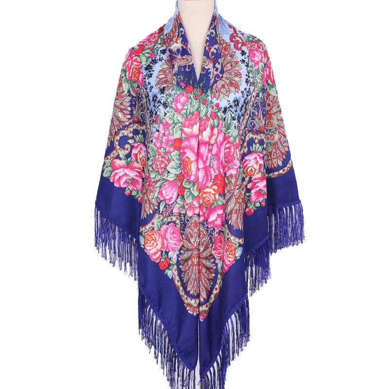 Women's Plus Size Retro Print Shawl Scarf - Large Square Evening Dress Wrap