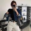 Damen Graues Slim-Fit Kurzarm Rundhals T-Shirt - Sommer 2025 Bauchbedeckendes Vielseitiges Oberteil