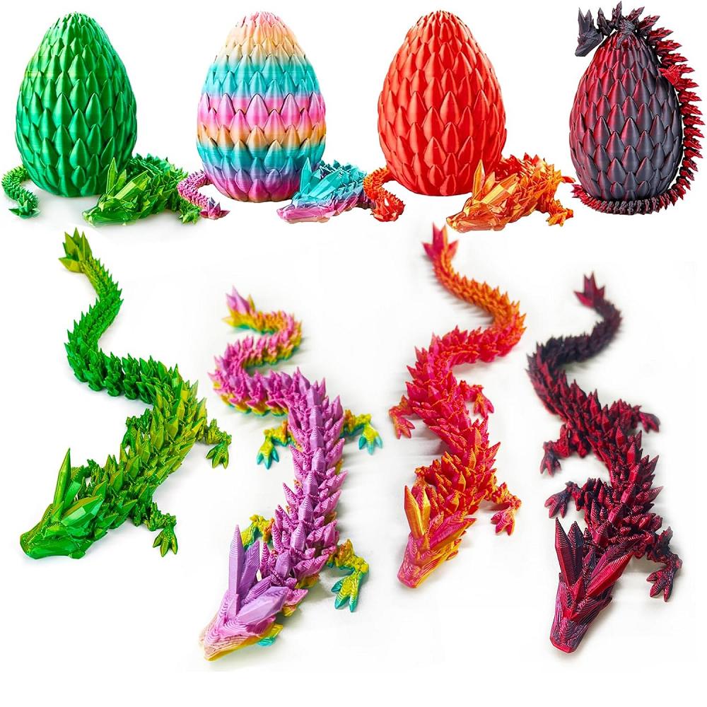

Напечатанное на 3D-принтере яйцо дракона с полностью подвижной моделью дракона, подвижное, вращающееся, шарнирное настольное украшение, детская игрушка