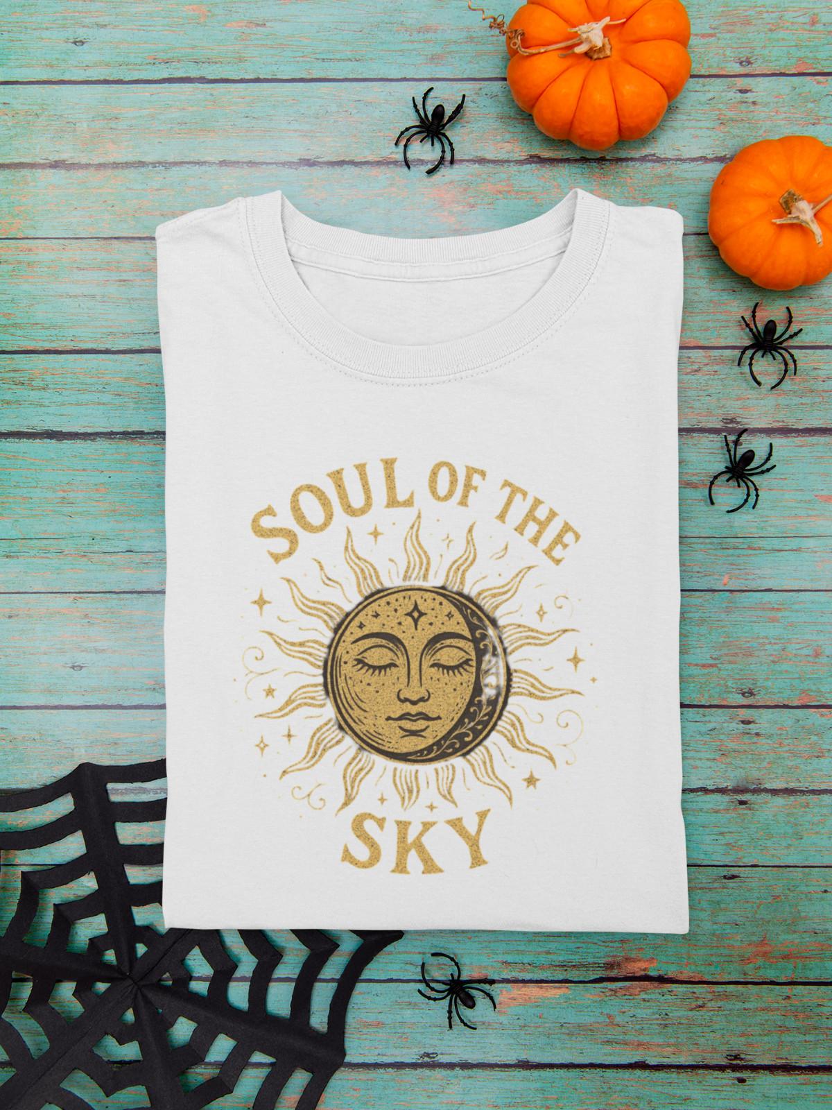 Soul of the Sky Sun Moon Stars Retro Celestial Boho Graphic T-Shirt A92 XL
