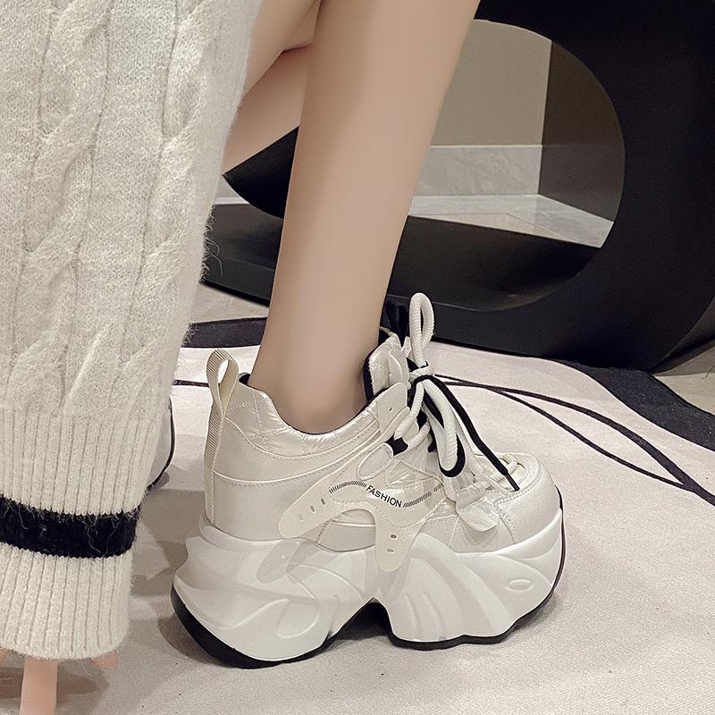 High Quality 10CM Synthetic Genuine Leather Boot Ankle Women Autumn Spring Cowboy Platform Wedge High Brand Chunky Sneaker Shoes