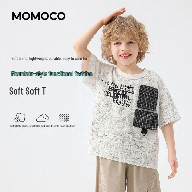 MOMOCO Boys  Breathable Cotton Short Sleeve T-Shirt 130