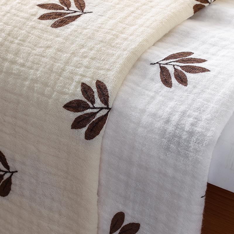 Soft Small Leaf Print Double-layer Crepe Fabric for Children's Clothing Home Wear Blankets Dresses Handmade DIY Sewing Fabrics