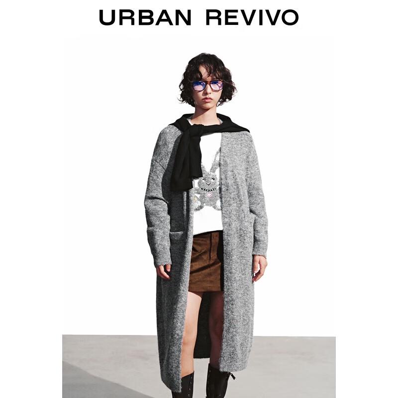 

Женский простой серый вязаный кардиган с V-образным вырезом L