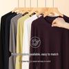 Women's Slimming Semi-High Neck Wool Base Layer T-Shirt - Long Sleeve, Spliced, Versatile Design for Autumn/Winter.