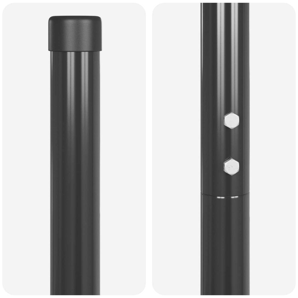 Fence Post Set 2 Pcs Grey Powder Coated Steel