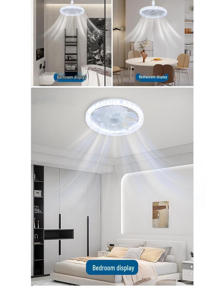 E27 Schraubkristall LED Deckenventilatorleuchte mit Fernbedienung für Schlafzimmer & Küche