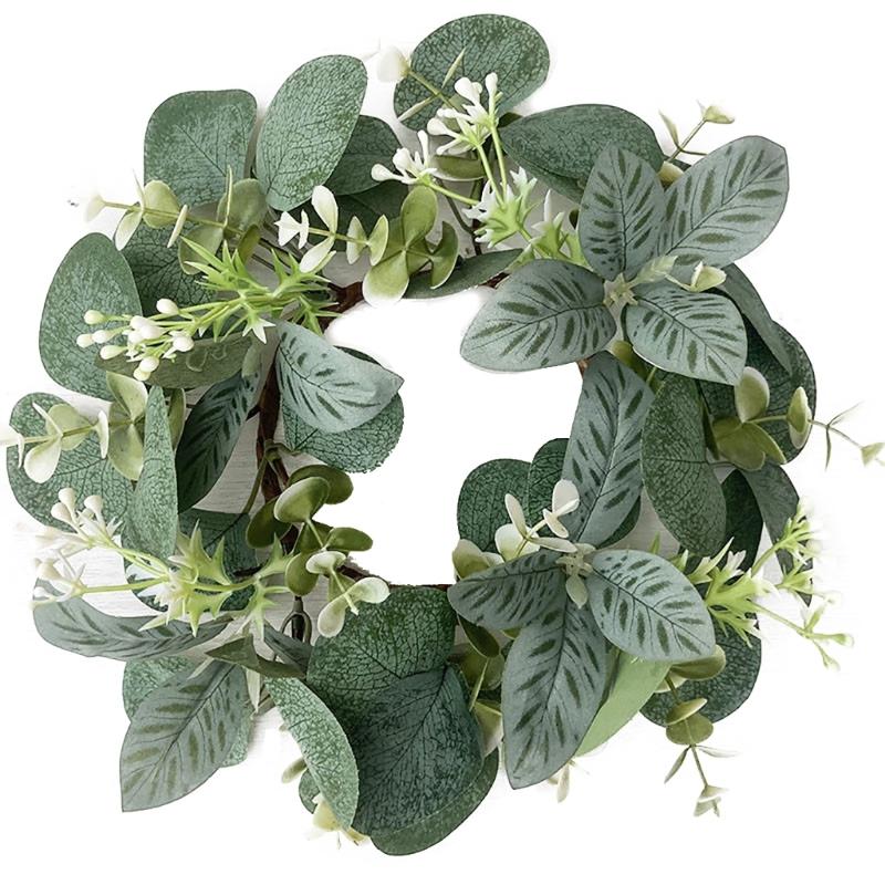 Coroană de verdeață artificială de 25 cm pentru ghirlande de sfeșnic Coroană de inele pentru lumânări pentru petrecerea de nuntă decor centrală de Crăciun