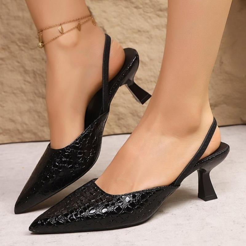 Simple Black Pointed Toe Sandals Women 2026 Summer Slingbacks High Heels Pumps Woman Thin Heeled Ladies Office Shoes