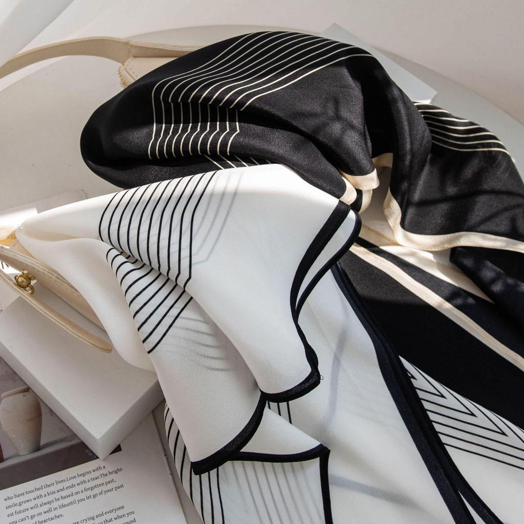 Autumn Women's 100% Mulberry Silk Crepe Double-Sided Scarf – Light Luxury Shawl & Sunscreen Snood