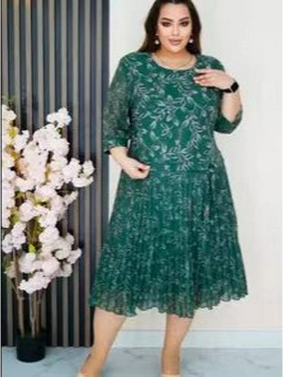 Klänning med tryck i stora storlekar för europeiska och amerikanska marknader 2025