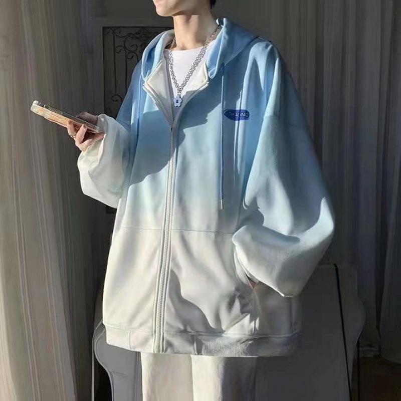 

Куртка мужская весна и осень универсальная корейский стиль модная студенческая свободная гонконгская вафельная куртка с капюшоном 3XL