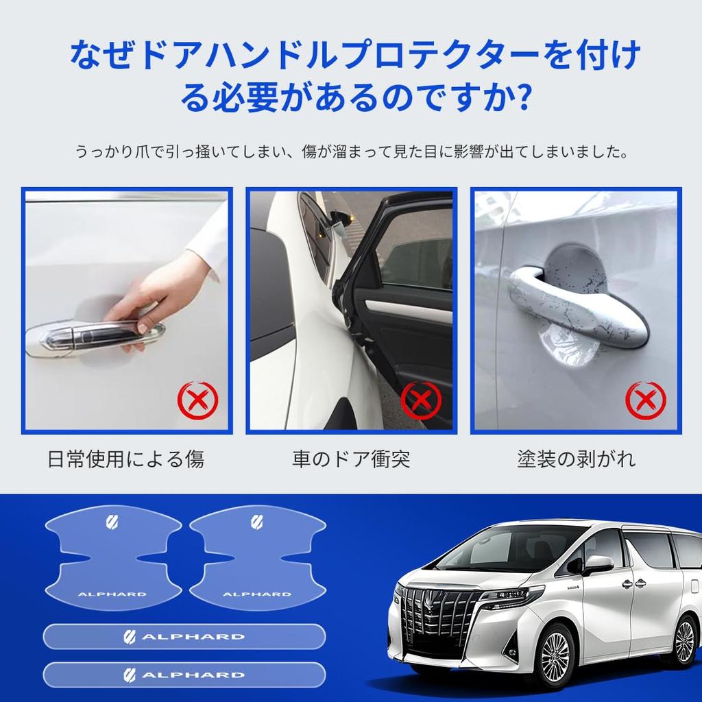 LUTU Door Handle Protectors for the Latest Toyota Alphard June 2023 Comfortable To the Protects the Easy and Features a Dedicated Logo (Reiwa 5,