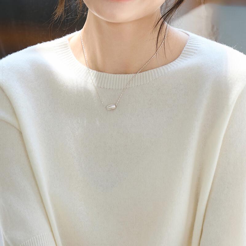 Srcr Women's Cashmere Blend Round Neck Mid-Sleeve Sweater