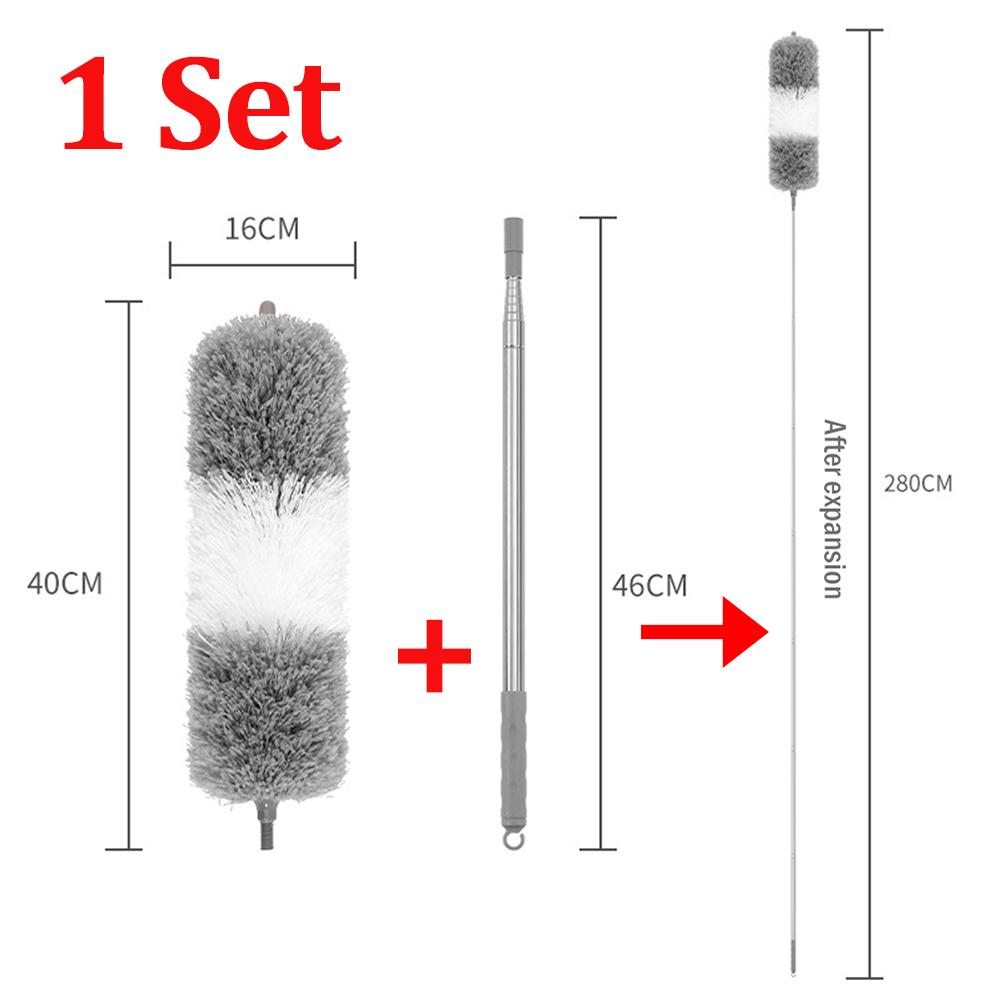 Telescopic Cleaning Duster Brush 2.8/2.5/1.4m Extended Long Crevice Spider Web Microfiber Brushes Bendable Dust Cleaning Tools