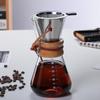 Transparent Glass Coffee Pot, Wood Chips Anti-scalding Hand Flushing, Coffee Sharing Pot with Scale
