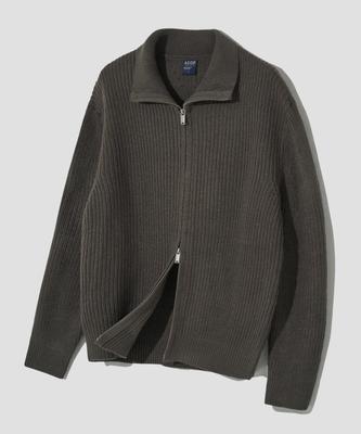 AGOD Refined Two-Way Knit Zip-Up [Charcoal]