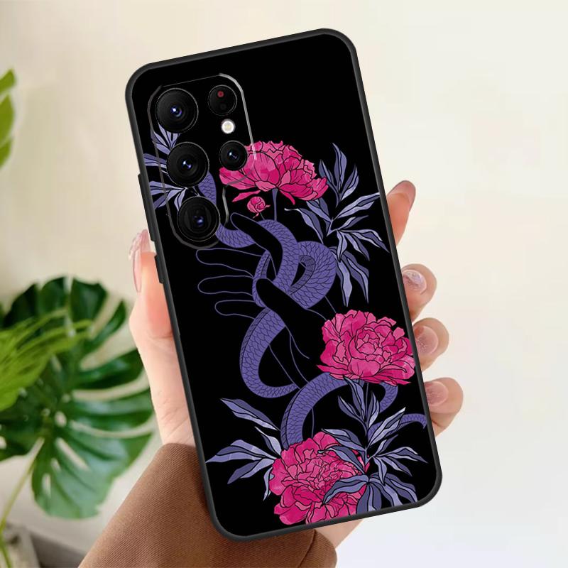 Snake Flower Soft Case For Samsung Galaxy S25 S24 S23 S22 S21 Ultra S9 S10 Plus S23 FE S24 FE Phone Cover