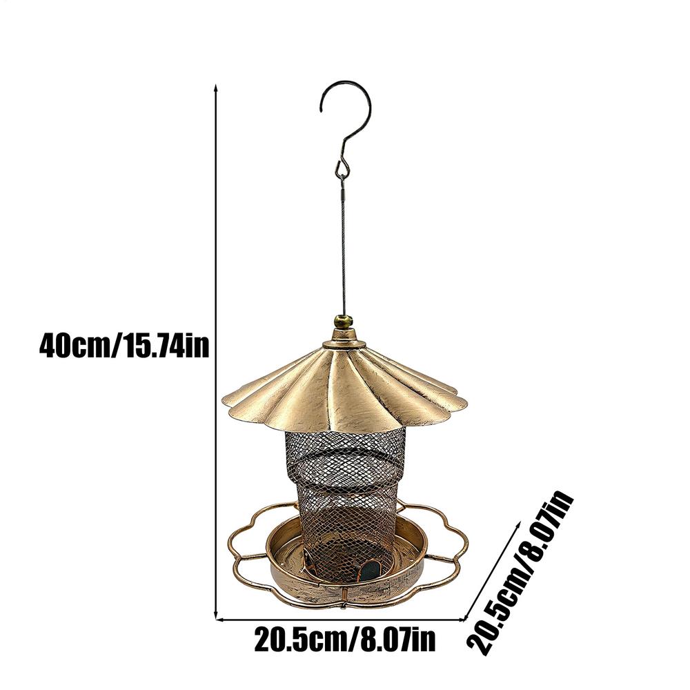 Bird Feeder For Outdoors Squirrel Proof Metal Feeding Station Large Capacity Hangable Heavy Duty Bird Feeder With Roof