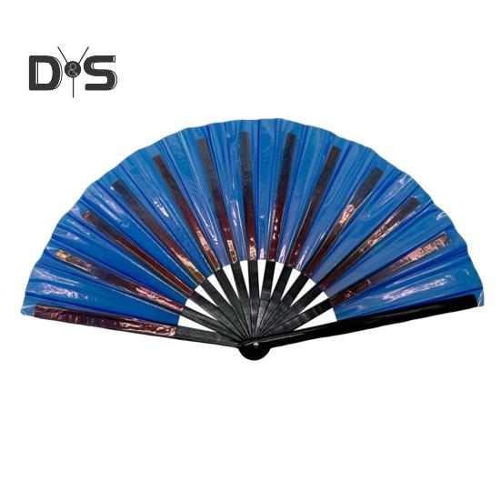 Bunter Kung-Fu-Fächer, holografischer, faltbarer PVC-Fächer, ergonomischer Griff, sanftes Öffnen und Schließen, Performance-Fächer, Volkshandwerks-Fächer