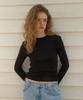 LONQUE Essentiel Round Natural Span Long Sleeve T-Shirt (Black)