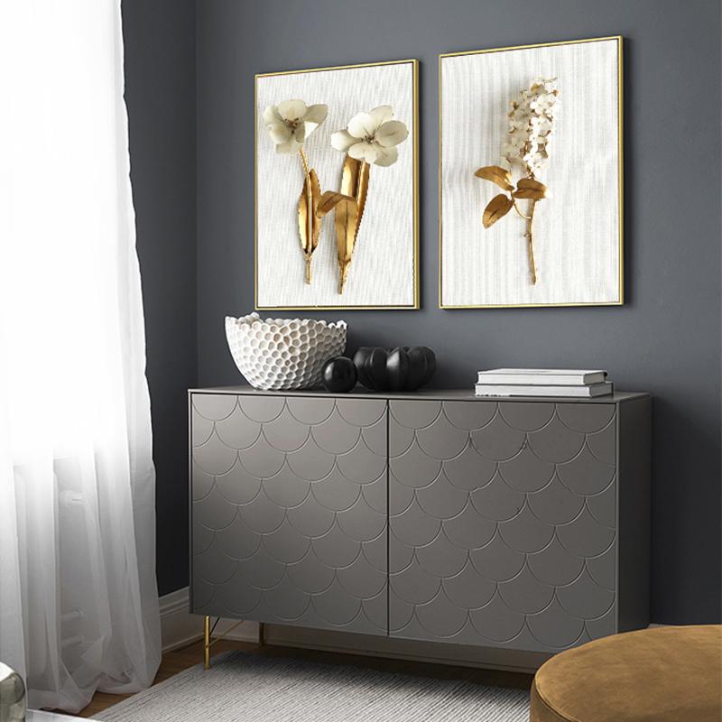 Nordycki złoty abstrakcyjny liść kwiatowa ściana płótno artystyczne nowoczesny obraz plakat obraz ścienny do salonu Home Decor