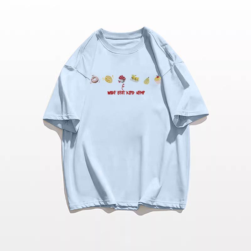 2025 Summer Women's Loose Fit Pure Cotton Short Sleeve T-shirt - Korean Style High Street Design