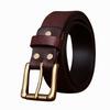 Washed Retro Matte Trend Belt Men'S Genuine Leather First Layer Cowhide Copper Buckle Simple Casual Jeans Belt