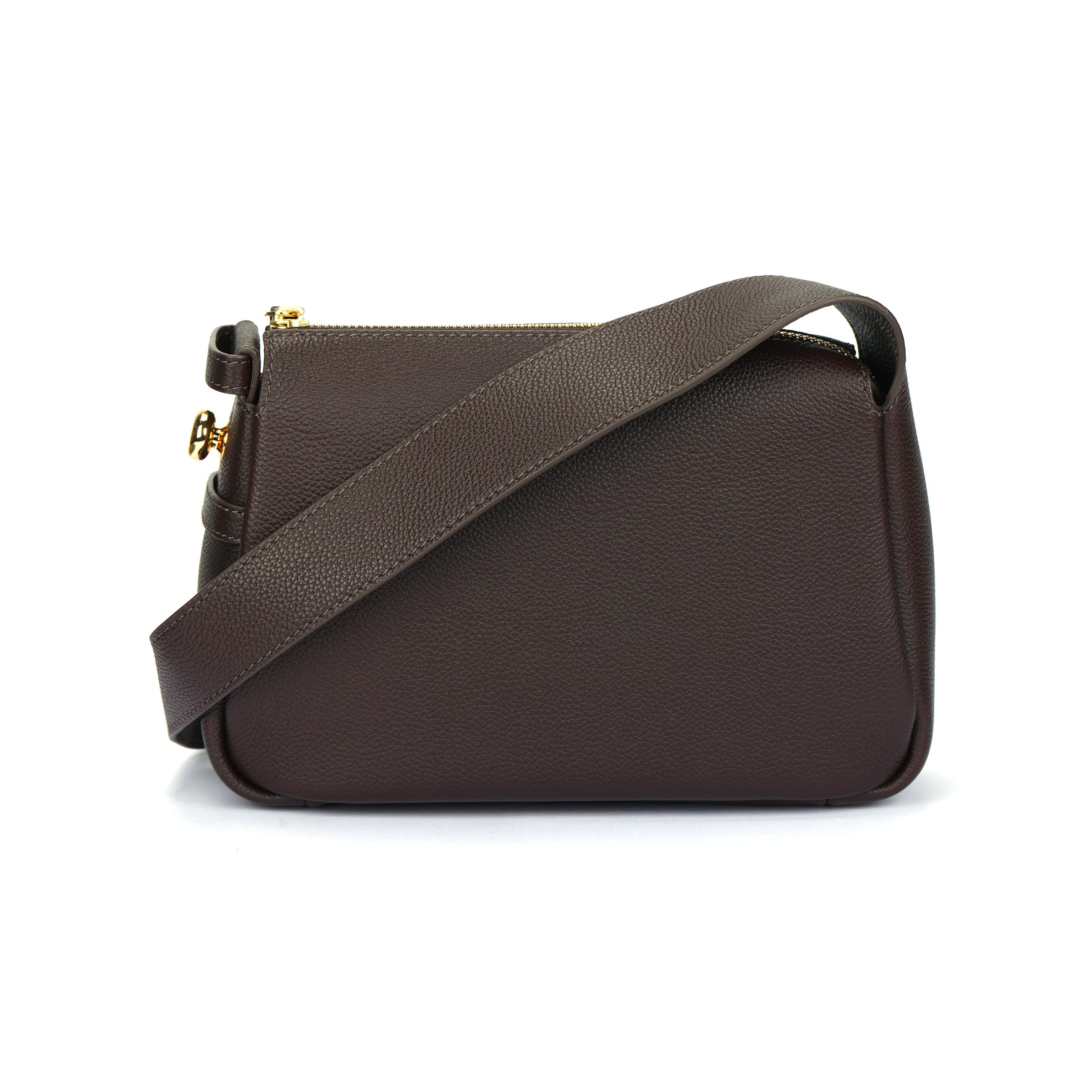 

Tory Burch Romy Leather Shoulder Bag With Gold Hardware Small Women Bags Dark-Brown 176674-201 Basic Set (Bag+Dust Bag)