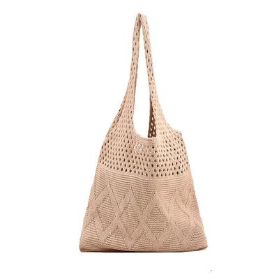 Borsa a tracolla in maglia di lana per la spesa da donna Borsa a tracolla vintage in cotone per ragazze Borsa a mano da donna di grande capacità Borsa all'uncinetto