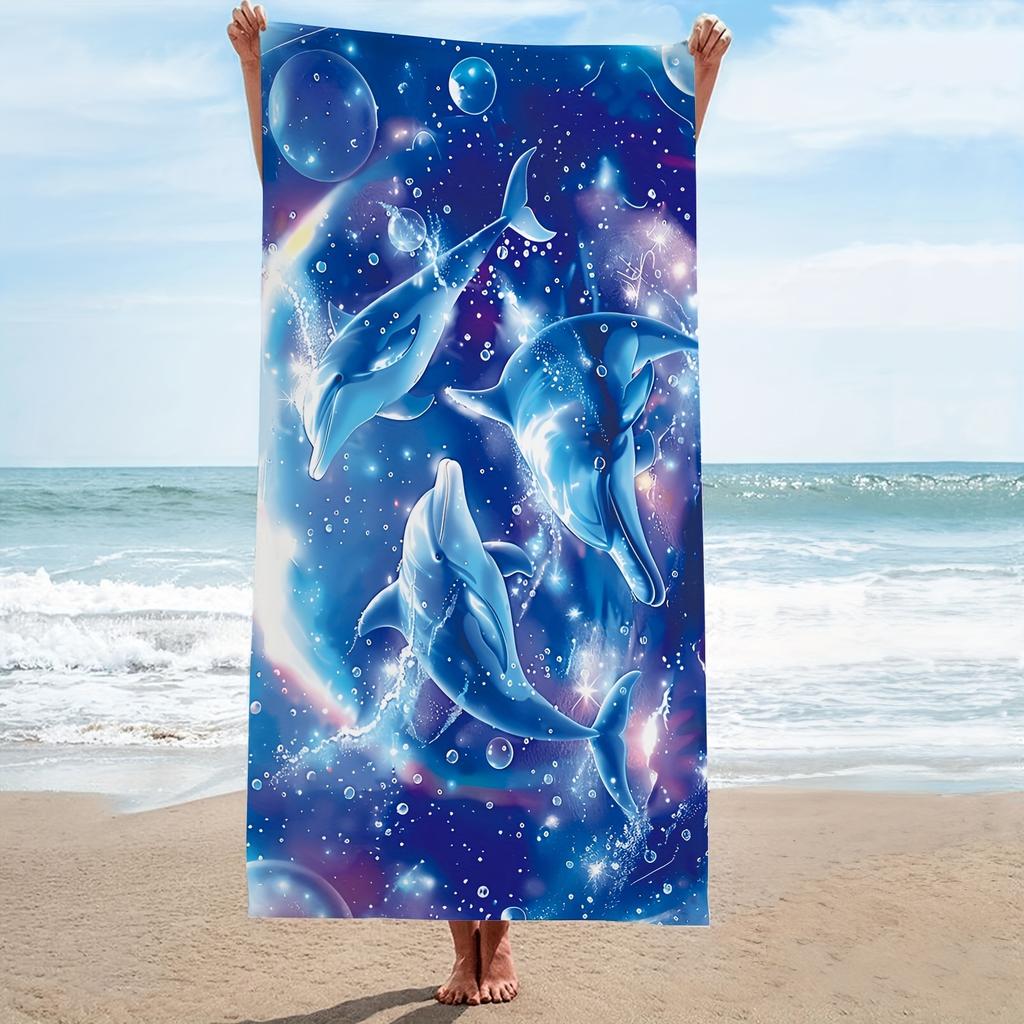 Ultra Soft Microfiber Beach Towel - Dolphin and Bubble Design, Sun Protection, Suitable for Summer Beach, Camping, Pool, Travel