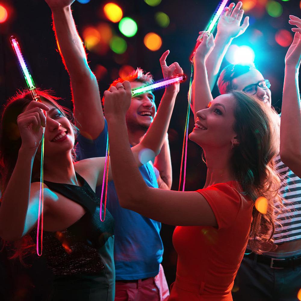 1Pcs Flashing LED Wand Sticks Glowing with Rope Multicolor Cheer Tube Light Birthday Wedding Music Party Festival Supplies
