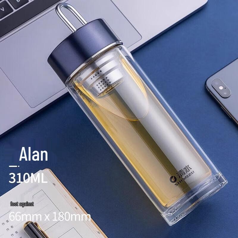 Men s Portable Double-Layer Borosilicate Glass Tea Infuser Tumbler