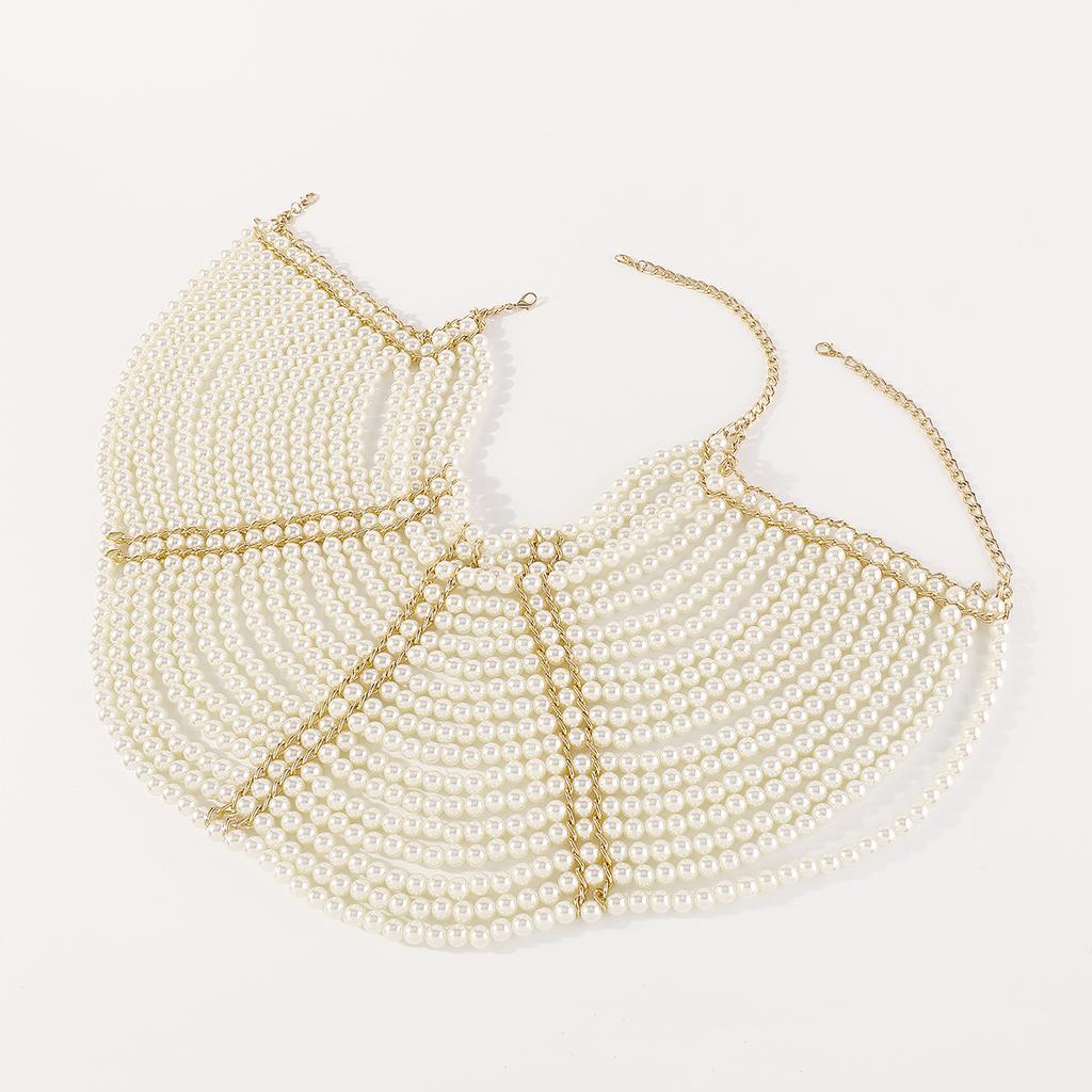 Heavy-duty Exaggerated Multi-layer Pearl Body Chain Fashion Retro Temperament Hollow Shawl Dress Accessories