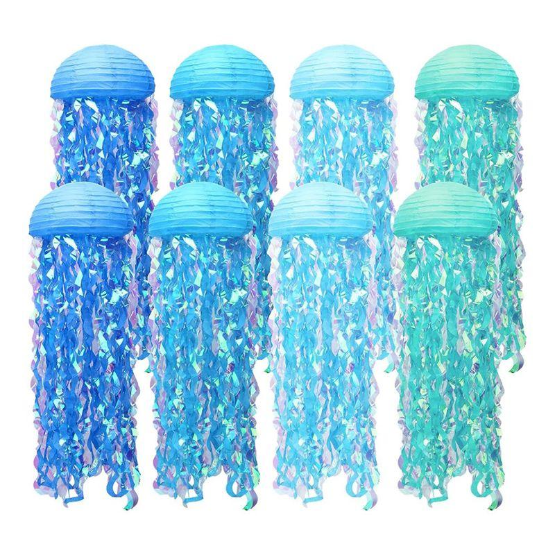 Paper Lanterns Set, 8Pcs Jellyfish Decorations For Under The Sea Partys Decorations Supplies, Jellyfish Lanterns