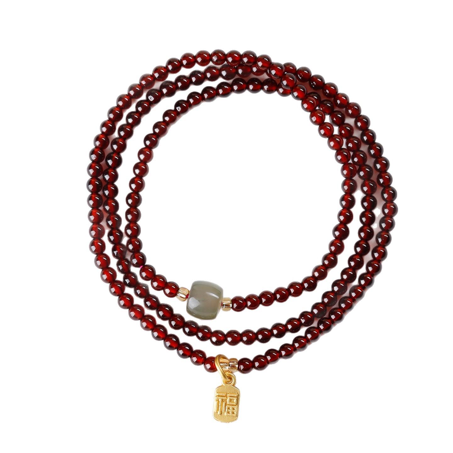 Premium Trendy Geometric Crystal Rhinestone Strand Bracelet with Pendant for Women-Gift красный
