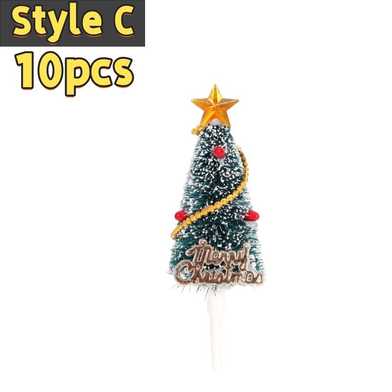 10pcs Christmas Cake Picks Cake Toppers with Bow Holiday Cupcake Toppers Wreath for Holiday Christmas Cake Ornaments Decorations