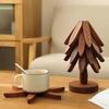 5Pcs Wooden Tree-Shaped Coasters with Base Heat-resistant Drink Placemats Pot