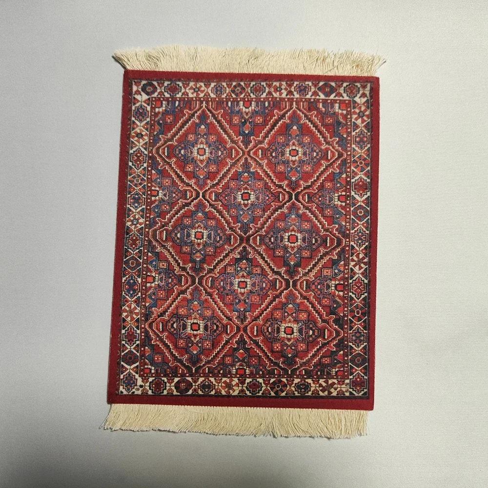 Woven flower Persian carpet small coaster wholesale merchants mouse pad desk mat retro style rubber non-slip computer desk mats