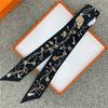 POBING Wheel Print 18m/m Twill Silk Scarves Women Luxury Brand Scarf Bag Ribbons Tie Head Scarf Small Long Skinny Scarf 86*5CM